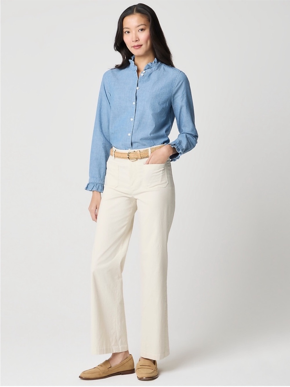 J. Crew Lizzie wide-leg pant Natural Size 28 NWT Cotton Linen Blent